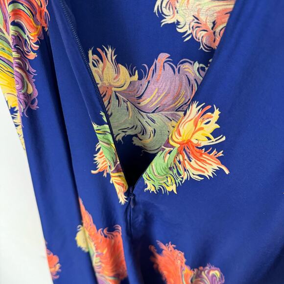 Trashy Diva Showgirl Royalty Blue Feather 1940s Print Fit & Flare Dress 4 Retro - Picture 8 of 12